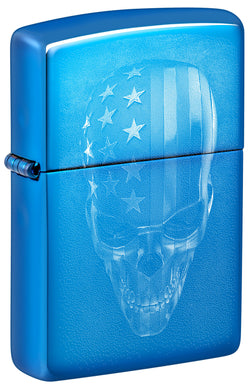 Zippo American Skull Design High Polish Blue 48739