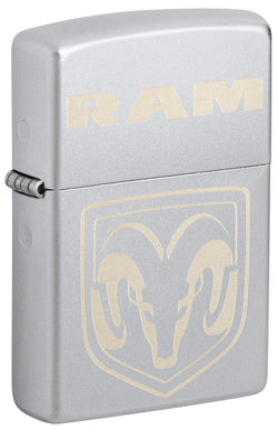 Zippo Dodge Ram Logo Engraved Satin Chrome 48763