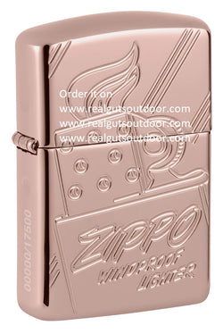 Zippo Limited Edition Armor Engraved Script Collectible High Polish Rose Gold 48768