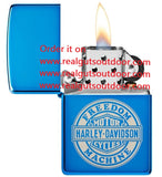 Zippo Harley Davidson Freedom Machine High Polish Blue Laser Engrave 48798