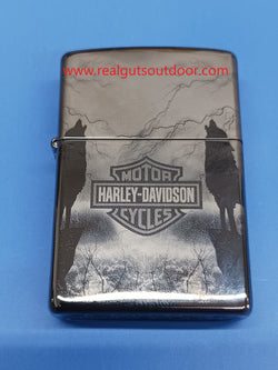 Zippo Harley Davidson Howling Wolves Design Black Ice 48799