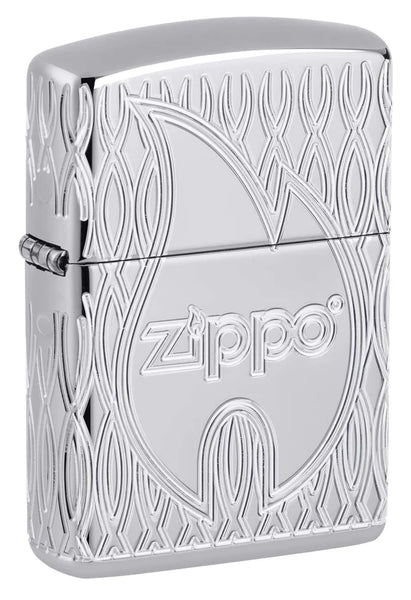Zippo Flame Design Armor Multicut Engraved High Polish Chrome