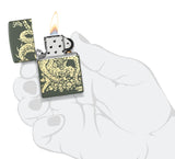 Zippo Dragon Design Green Matte 48907