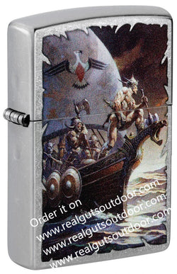 Zippo Frank Frazetta Pirate Ship Design Street Chrome 48953