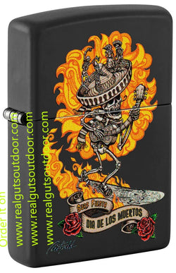 Zippo Rick Rietveld Day of the Dead Design Black Matte 48954