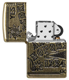 Zippo Armor Antique Brass Ouija Board Design Deep Carved Multicut 49001