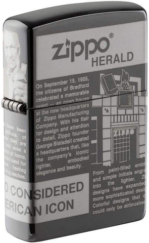 Zippo Newsprint Design Black Ice 49049