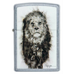 Zippo Spazuk Lion with Bird Perched on Rose Street Chrome 49088