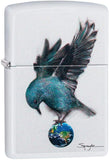 Zippo Spazuk Bluebird Perched on Earth White Matte 49091