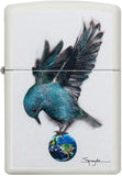 Zippo Spazuk Bluebird Perched on Earth White Matte 49091