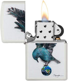 Zippo Spazuk Bluebird Perched on Earth White Matte 49091