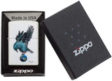 Zippo Spazuk Bluebird Perched on Earth White Matte 49091