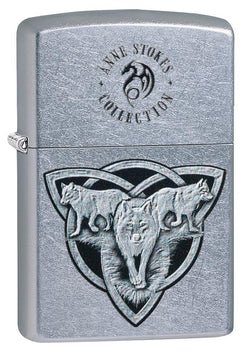 Zippo Anne Stokes Wolf Pack Trinity Street Chrome 49099