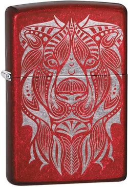 Zippo Lion Tattoo Design Candy Apple Red 49109