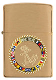 Zippo Nautical Flags and Anchor Design Brushed Brass 49128