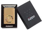 Zippo Nautical Flags and Anchor Design Brushed Brass 49128