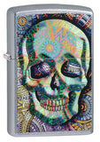 Zippo Geometric Skull Design Street Chrome 49140