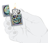 Zippo Geometric Skull Design Street Chrome 49140