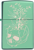 Zippo Botanical Skull Design High Polish Green 49142