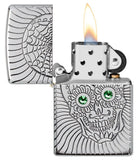 Zippo Sugar Skull Armor Crystal Eye High Polish Chrome 49172