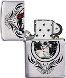 Zippo Day of The Dead Girl Design Brushed Chrome 49253