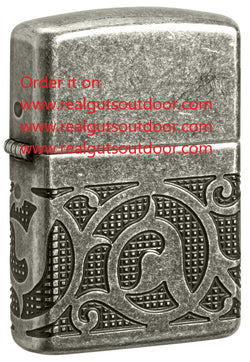 Zippo Pattern Design Armor MultiCut Antique Silver 49290