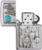 Zippo Wolf Pack and Moon Emblem Brushed Chrome 49295