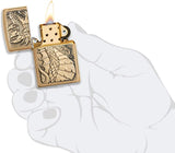 Zippo Dragon Emblem Brushed Brass 49297