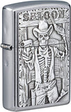 Zippo Saloon Skull Emblem Street Chrome 49298