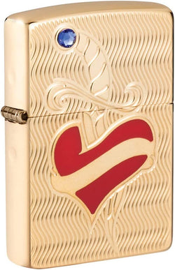 Zippo Armor Heart and Sword High Polish Brass 49303