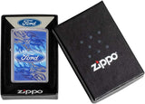Zippo Ford Blue Flame Script in Oval Logo Street Chrome 49307