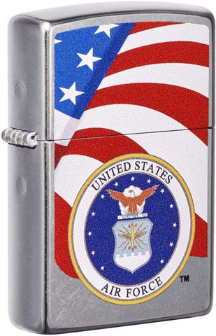 Zippo U.S. Air Force Crest and Flag Street Chrome 49312