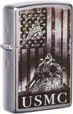 Zippo U.S. Marine Corps. American Flag Street Chrome 49316