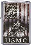 Zippo U.S. Marine Corps. American Flag Street Chrome 49316