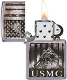 Zippo U.S. Marine Corps. American Flag Street Chrome 49316