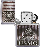 Zippo U.S. Marine Corps. American Flag Street Chrome 49316