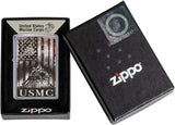 Zippo U.S. Marine Corps. American Flag Street Chrome 49316