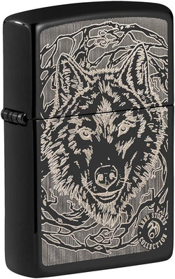 Zippo Anne Stokes Wolf High Polish Black 49443