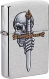 Zippo Sword Skull Design Brushed Chrome 49488