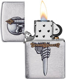 Zippo Sword Skull Design Brushed Chrome 49488