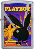 Zippo Playboy Rabbit Head Palm Tree Design Street Chrome 49523