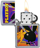 Zippo Playboy Rabbit Head Palm Tree Design Street Chrome 49523