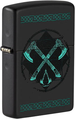 Zippo Assassin's Creed Valhalla Hatchets and Celtic Braids Black Matte 49525