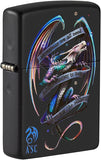 Zippo Anne Stokes Mythical Dragon and Banner Black Matte 49548
