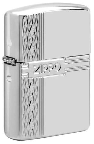 Zippo Sterling Silver Diamond Design deep-carved Armor 49551