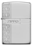 Zippo Sterling Silver Diamond Design deep-carved Armor 49551