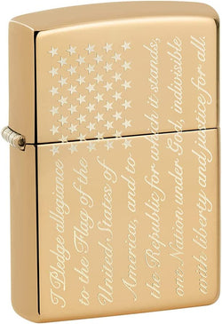 Zippo Pledge of Allegiance Design High Polish Brass 49585