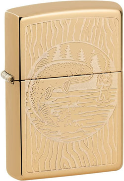 Zippo Fisherman Design High Polish Brass 49610