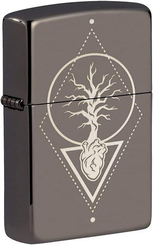 Zippo Heart of Tree Design Black Ice 49687