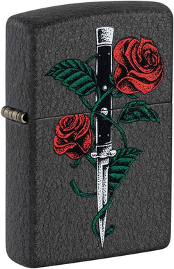 Zippo Rose Dagger Tattoo Design Black Crackle 49778